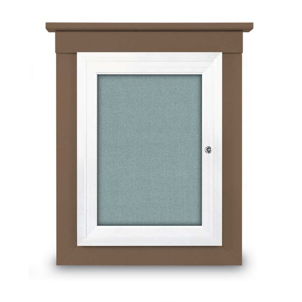 72"x48" 3-Door Enclosed Letterboard, Header, Grey Felt/Cherry